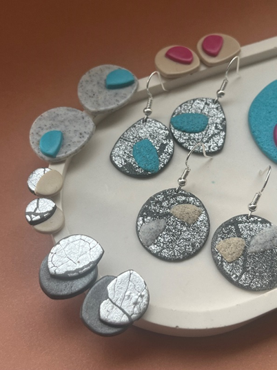 Abstract colour Fimo Polymer Clay Earrings