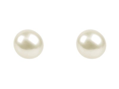 Cultured Pearl Pair Full Round     Half Drilled 4-4.5mm White         Freshwater - Standard Image - 1