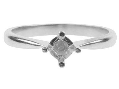 Platinum Round 4 Prong Ring Mount  50pt Hallmarked Size M - Standard Image - 2