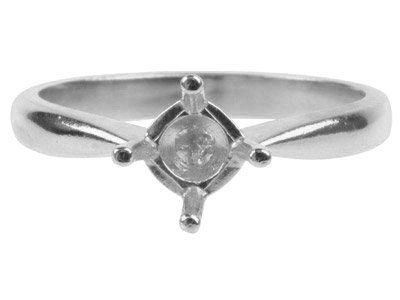 Platinum Round 4 Prong Ring Mount  75pt Hallmarked Size M - Standard Image - 2