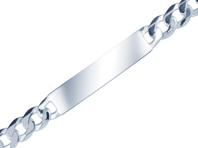 Sterling Silver 7.4mm Diamond Cut  Curb Chain Identity Bracelet       21.5cm8.5 Hallmarked