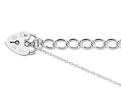 Sterling Silver 5.5mm Curb Bracelet 7.519cm Padlock  Safety Chain    Hallmarked