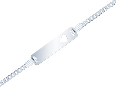 Sterling Silver 2.0mm Diamond Cut  Curb Childs Identity Bracelet      16cm/6.3