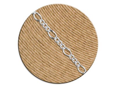 Sterling Silver 6.0mm Diamond Cut  Loose 3+1 Figaro Chain, 100%       Recycled Silver - Standard Image - 2