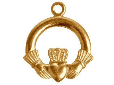 14ct Yellow Gold Pendant Cp3 0.60mm Marked made In Ireland, Embossed  Claddagh Medium
