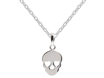 Sterling Silver Sugar Skull        Halloween Jewellery Pendant And    Chain Set - Standard Image - 1