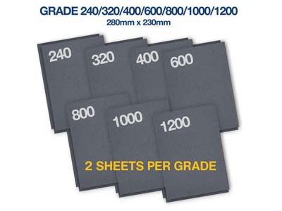 Wet And Dry Paper 14 Piece Multi   Grit Pack, Grades 240-1200 - Standard Image - 2