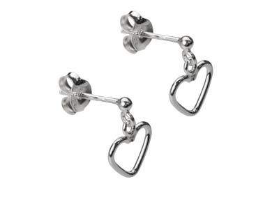 Sterling Silver Valentine's Day    Jewellery Heart Drop Earrings,     Withdisplay Box - Standard Image - 2