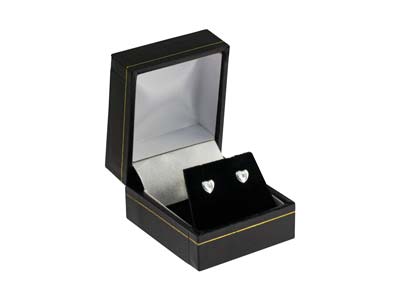 Sterling Silver Valentine's Day     Polished Heart Stud Earrings With   Cubic Zirconia Stone, With Gift Box - Standard Image - 1