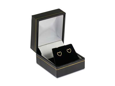 9ct Yellow Gold Valentine's Day    Heart Outline Stud Earrings Gift   Set - Standard Image - 1