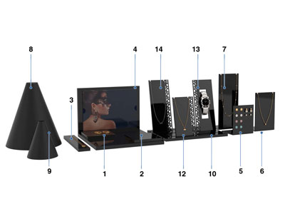 Black Gloss Acrylic Plastic        Jewellery Display Stand 14 Piece   Complete Set - Standard Image - 3