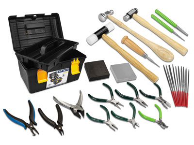 Starter Jewellers Bench Kit,       Planishing And Forming, 17 Pieces  With Tool Box
