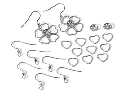 Cooksongold Sterling Silver Heart  Shaped Petal Flower Earrings       Project