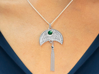 Cooksongold Sterling Silver And    Malachite Moon Tassel Pendant      Project - Standard Image - 3
