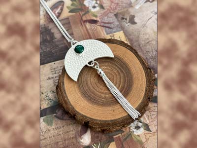 Cooksongold Sterling Silver And    Malachite Moon Tassel Pendant      Project - Standard Image - 4