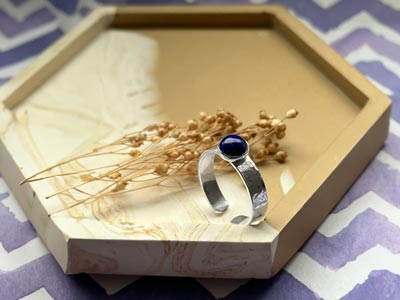 Sterling Silver Adjustable Lapis   Ring Project - Standard Image - 4