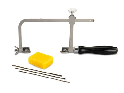 Vallorbe Glardon Saw Blades Set Of 36 With Adjustable Saw Frame And   1oz Beeswax Block - Standard Image - 1