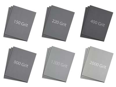 Emery Paper Set Of 6 Grits, 150,   220, 400, 800, 1200 And 2000,      Pack of 18 - Standard Image - 1