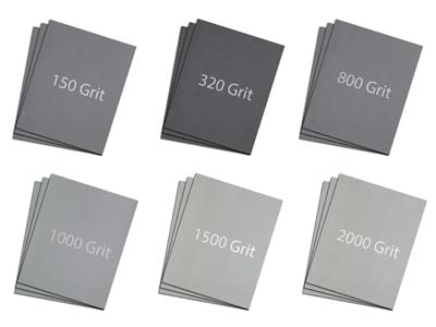Emery Paper Set Of 6 Grits, 150,   320, 800, 1000, 1500 And 2000,     Pack of 18 - Standard Image - 1