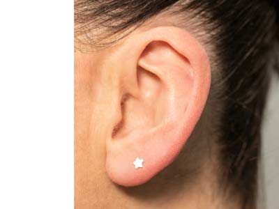 Sterling Silver Star Labret Stud   Earrings - Standard Image - 6