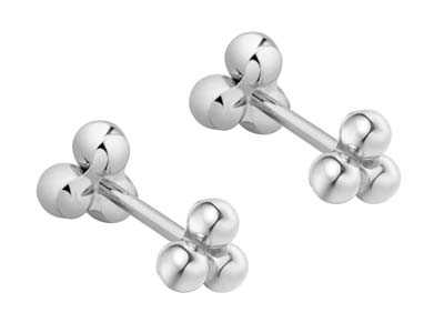 Sterling Silver Trinity Ball Labret Stud Earrings - Standard Image - 1