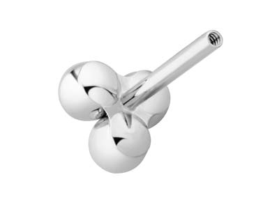 Sterling Silver Trinity Ball Labret Stud Earrings - Standard Image - 3