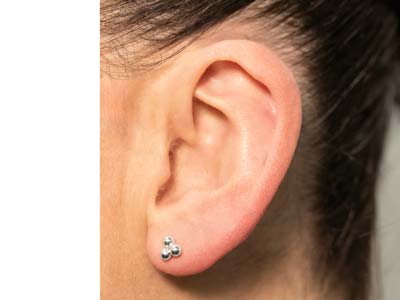 Sterling Silver Trinity Ball Labret Stud Earrings - Standard Image - 6