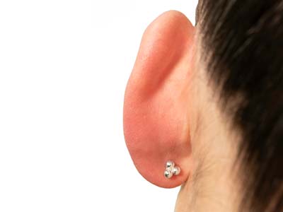 Sterling Silver Trinity Ball Labret Stud Earrings - Standard Image - 7