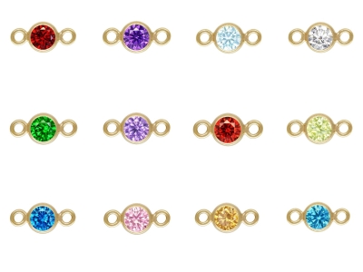 Gold Filled Birthstone              Cubic Zirconia Bezel Connectors Set