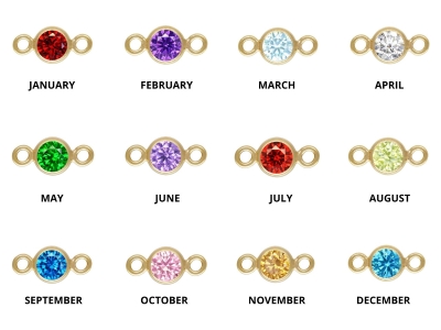 Gold Filled Birthstone              Cubic Zirconia Bezel Connectors Set - Standard Image - 2