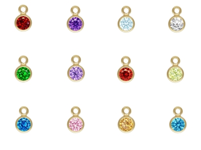 Gold Filled Birthstone             Cubic Zirconia Bezel Drop          Connectors Set