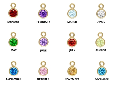 Gold Filled Birthstone             Cubic Zirconia Bezel Drop          Connectors Set - Standard Image - 2