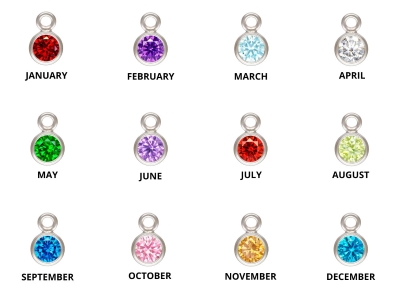 Sterling Silver Birthstone         Cubic Zirconia Bezel Drop          Connectors Set - Standard Image - 2