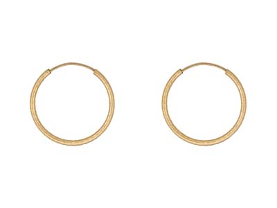 14ct Yellow Gold Filled 20mm Textured Endless Sleeper Hoop Earrings, Pack Of 2