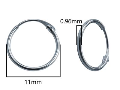 9ct White Gold 11.0mm Hinged Sleeper Hoop Earrings, Pack Of 2, 100% Recycled Gold - Standard Image - 3