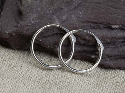 9ct White Gold 11.0mm Hinged Sleeper Hoop Earrings, Pack Of 2, 100% Recycled Gold - Standard Image - 8
