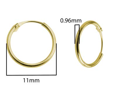 18ct Yellow Gold 11.0mm Hinged Sleeper Hoop Earrings, Pack Of 2, 100% Recycled Gold - Standard Image - 3
