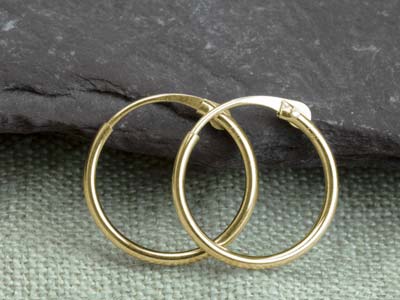 18ct Yellow Gold 11.0mm Hinged Sleeper Hoop Earrings, Pack Of 2, 100% Recycled Gold - Standard Image - 8