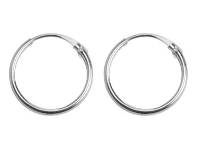 18ct White Gold 11.0mm Hinged Sleeper Hoop Earrings, Pack Of 2, 100 Recycled Gold