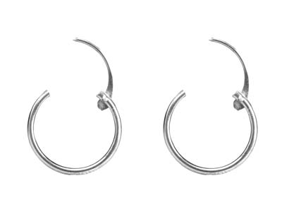 18ct White Gold 11.0mm Hinged Sleeper Hoop Earrings, Pack Of 2, 100% Recycled Gold - Standard Image - 2
