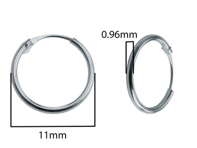 18ct White Gold 11.0mm Hinged Sleeper Hoop Earrings, Pack Of 2, 100% Recycled Gold - Standard Image - 3