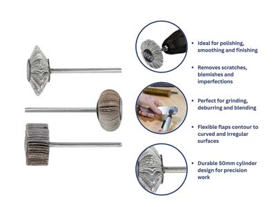 Bench Essentials By Cooksongold Emery Flap Wheel Knife Edge Set - Standard Image - 3