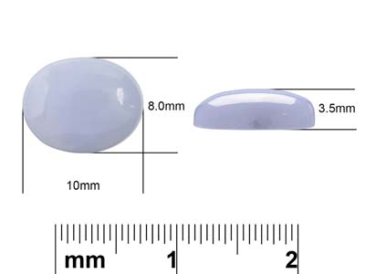 Blue Lace Agate, Oval Cabochon     10x8mm - Standard Image - 4
