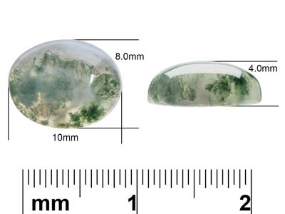 Moss Agate, Oval Cabochon 10x8mm - Standard Image - 4