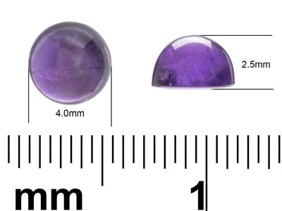 Amethyst, Round Cabochon, 4mm - Standard Image - 4