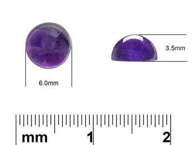 Amethyst, Round Cabochon, 6mm - Standard Image - 4