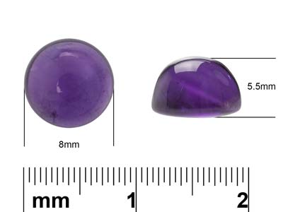 Amethyst, Round Cabochon, 8mm - Standard Image - 4