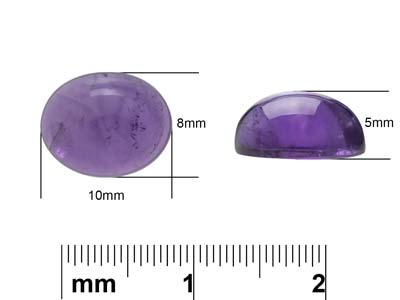 Amethyst, Oval Cabochon, 10x8mm - Standard Image - 4