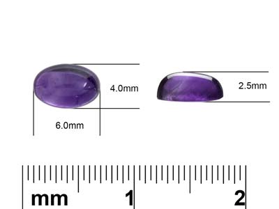 Amethyst, Oval Cabochon, 6x4mm - Standard Image - 4