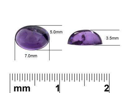 Amethyst, Oval Cabochon, 7x5mm - Standard Image - 4